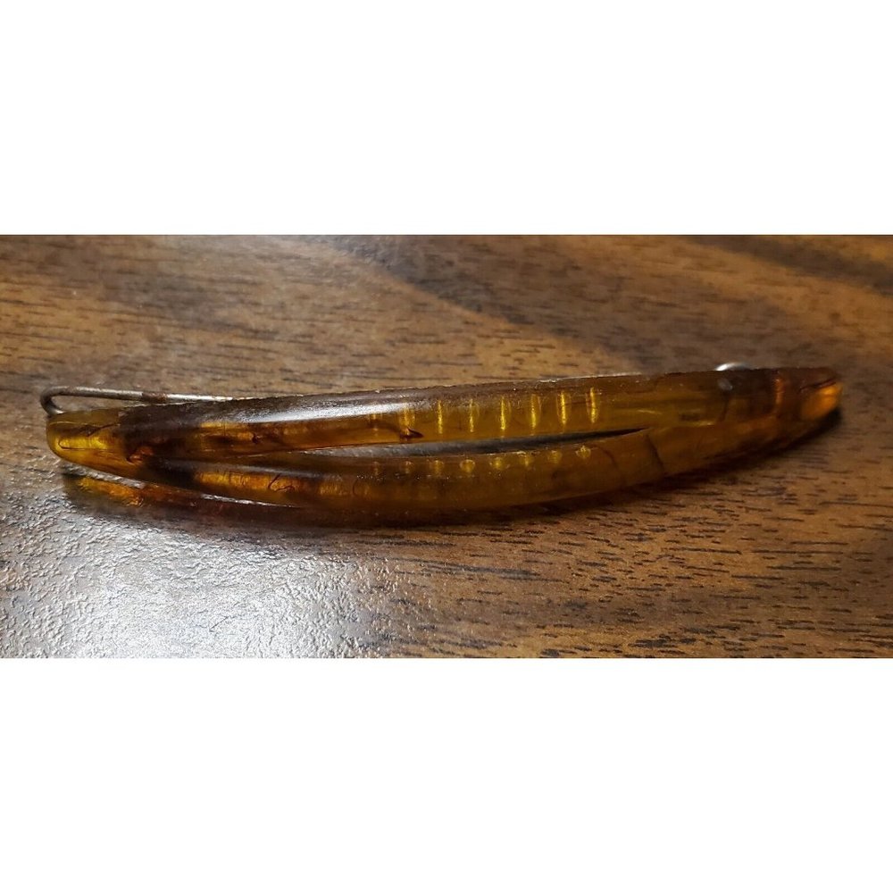 Vintage Estate Lot of 2 Hair Combs and 1 Barrette Wood, Metal and Faux Tortoise - Picture 7 of 8